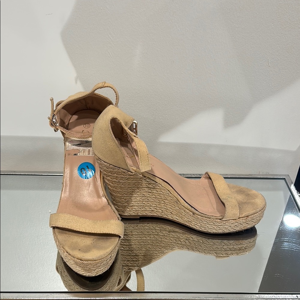 Forever New Tan Heels with Wedge Design and Ankle Strap